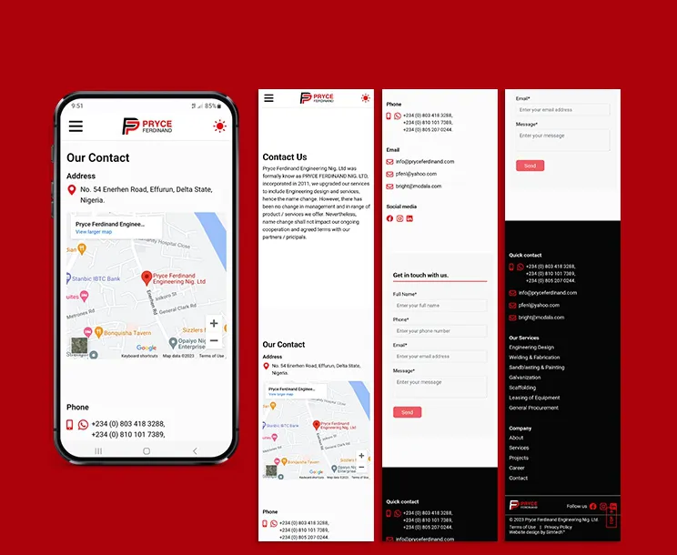 Contact page user interface (UI) design