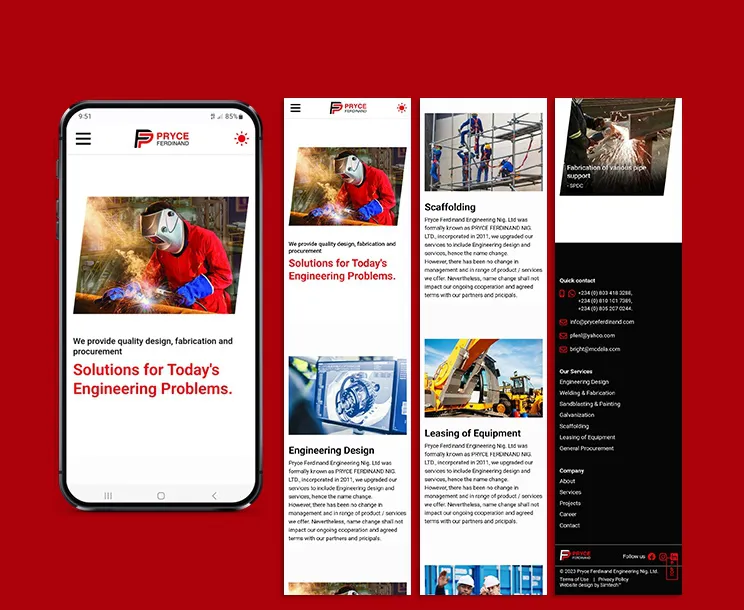 Services page user interface (UI) design