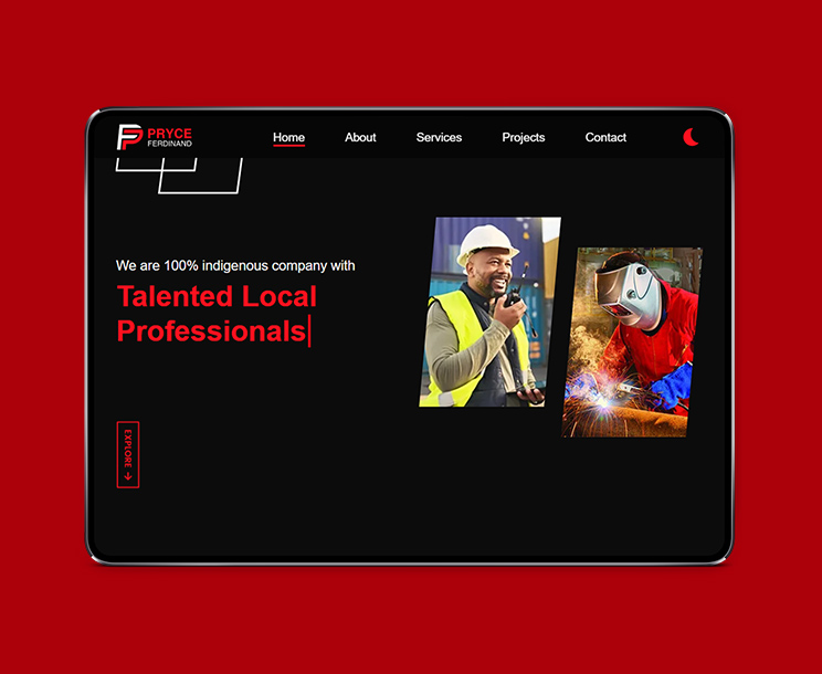 Tablet user interface (UI) design with dark theme enabled