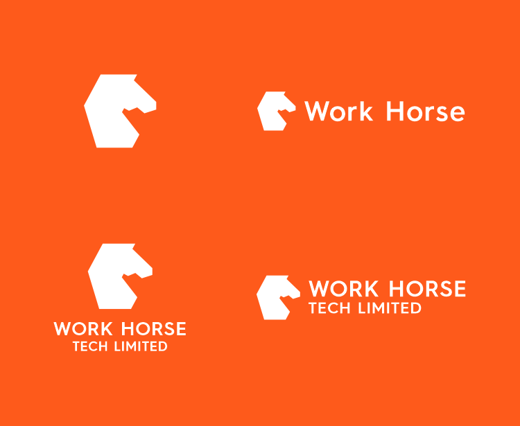 Orange and white adaptability of the brand identity