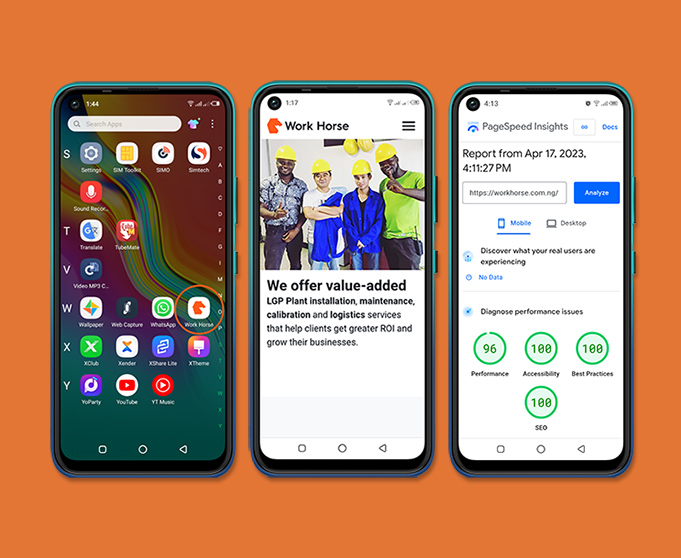 Mobile-friendly, fast and secure progressive web app by Simtech Creative for Work Horse Tech Ltd - Warri, Nigeria
